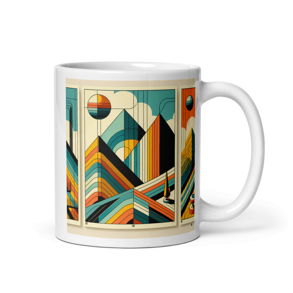 Mid Century Modern Geometric Mountain Sunset