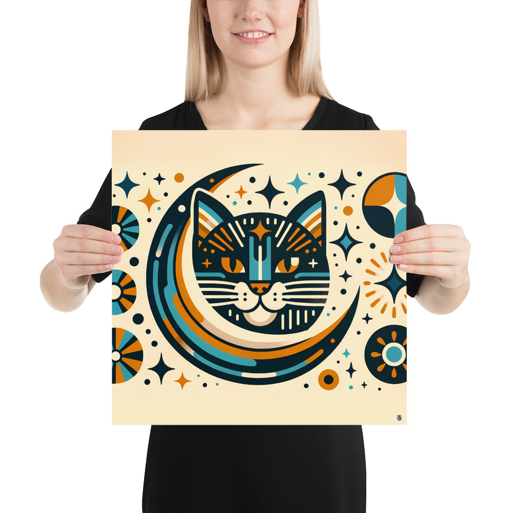 Celestial Cat Moon Graphic