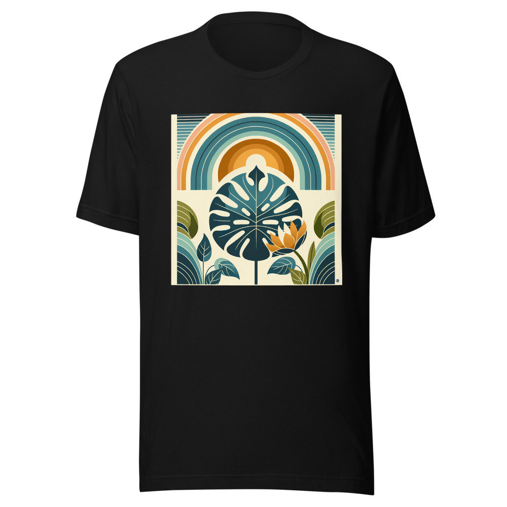 Monstera Leaf with Rainbow Arches Botanical Design