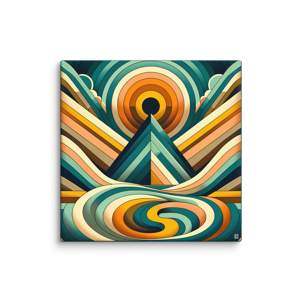 Geometric Mountain Sunrise Abstract — Canvas Print