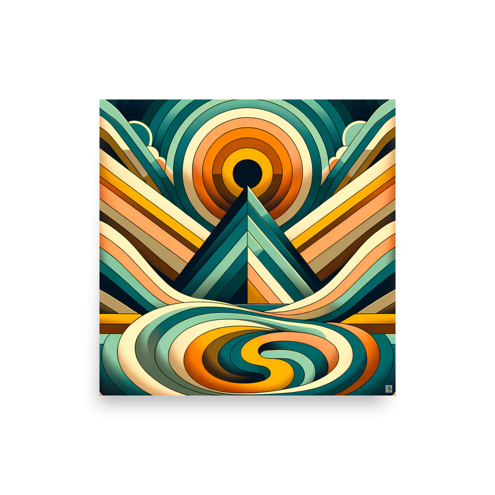 Geometric Mountain Sunrise Abstract — Art Print