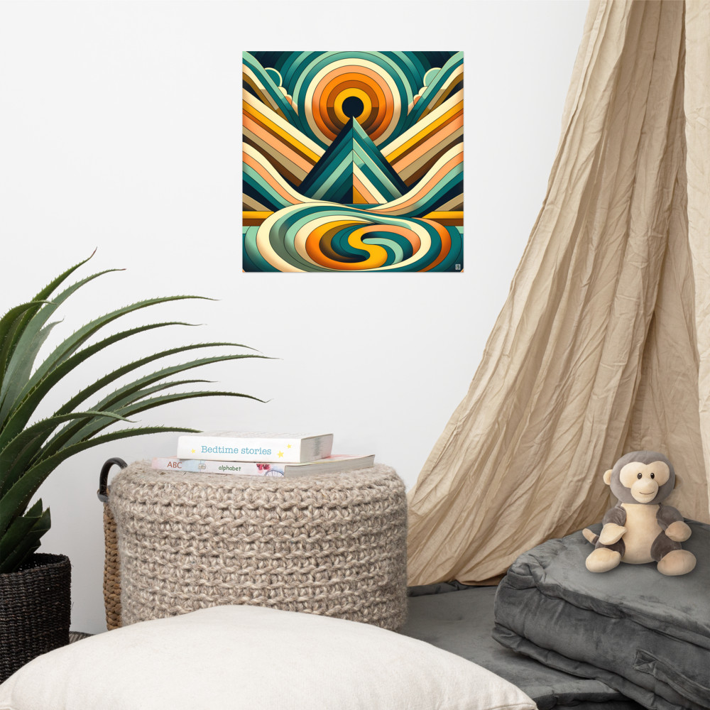 Geometric Mountain Sunrise Abstract