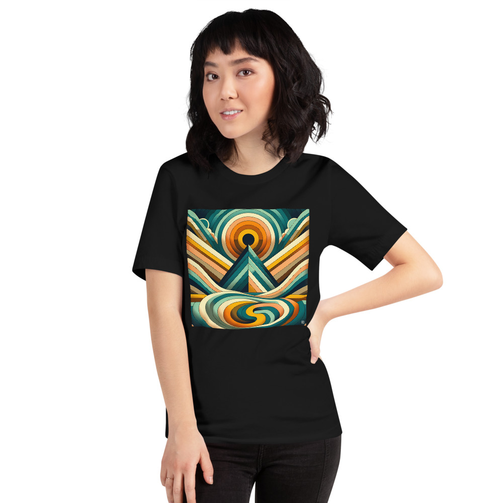 Geometric Mountain Sunrise Abstract — T-Shirt