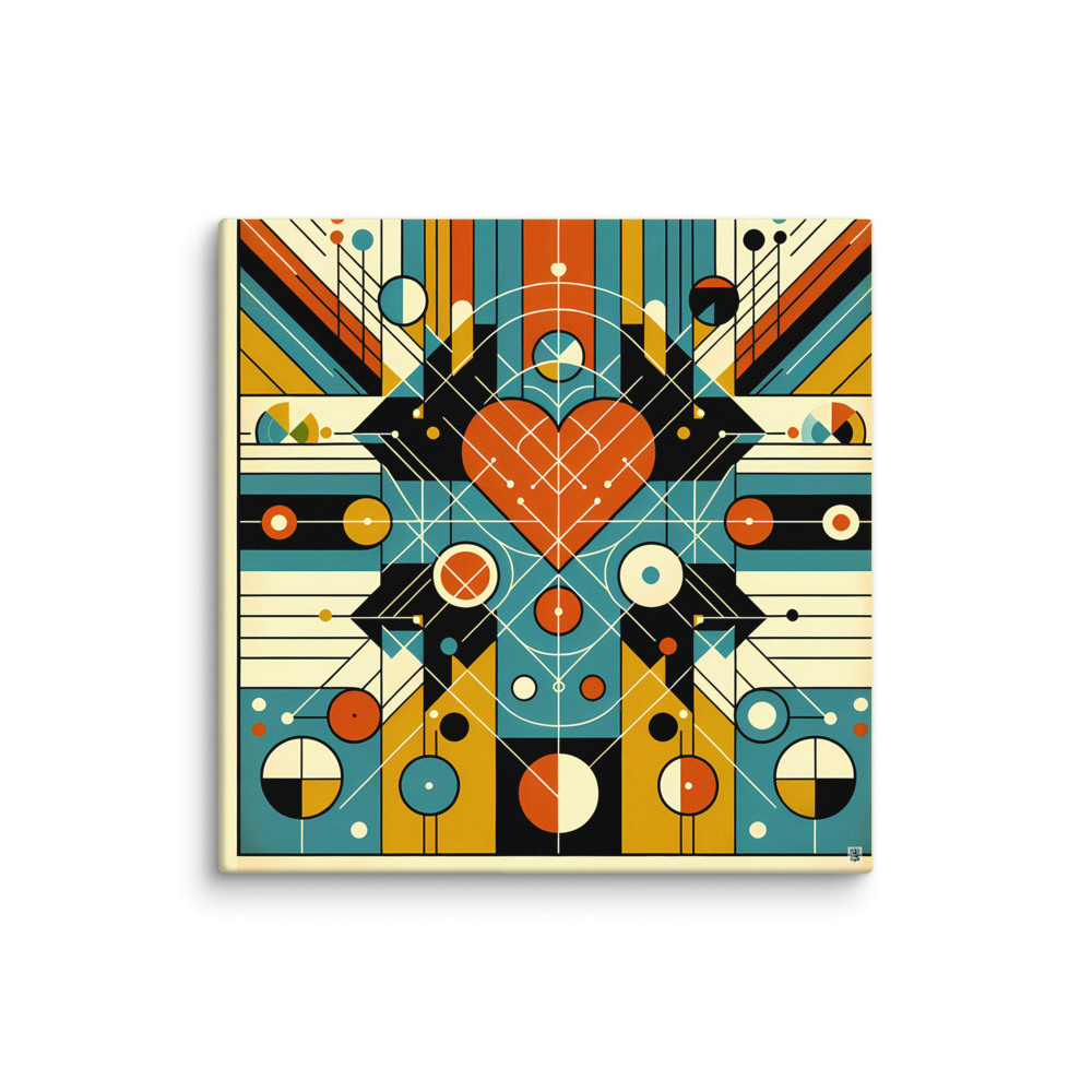 Geometric Heart Abstract Composition — Canvas Print