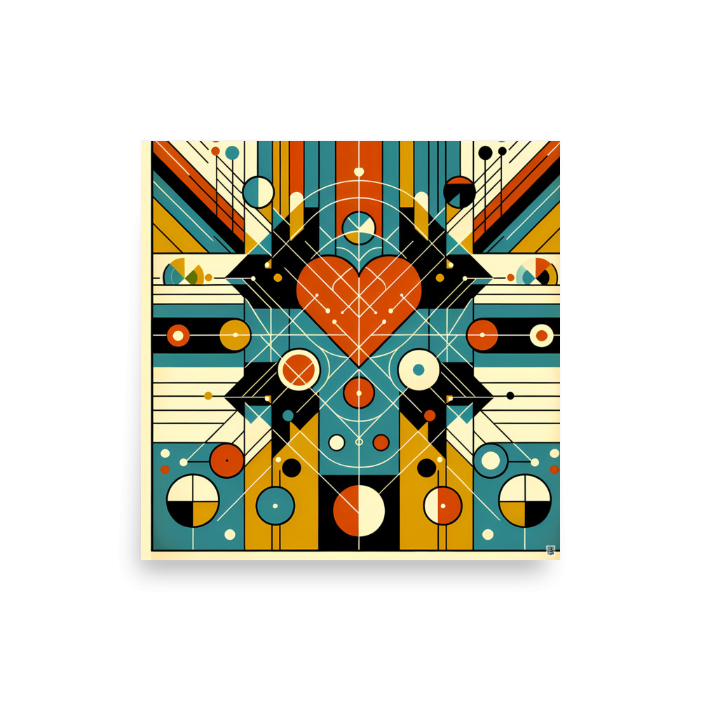 Geometric Heart Abstract Composition — Art Print