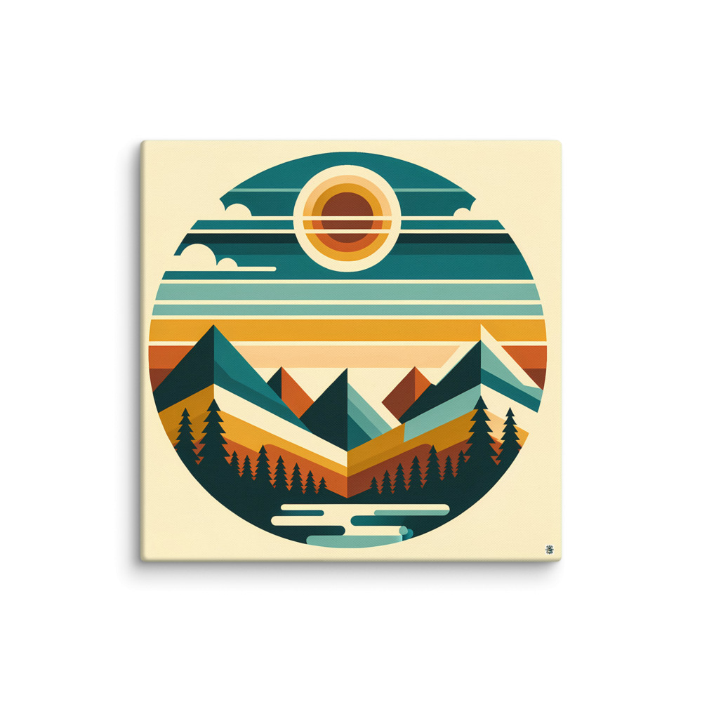 Geometric Mountain Sunset Horizon — Canvas Print