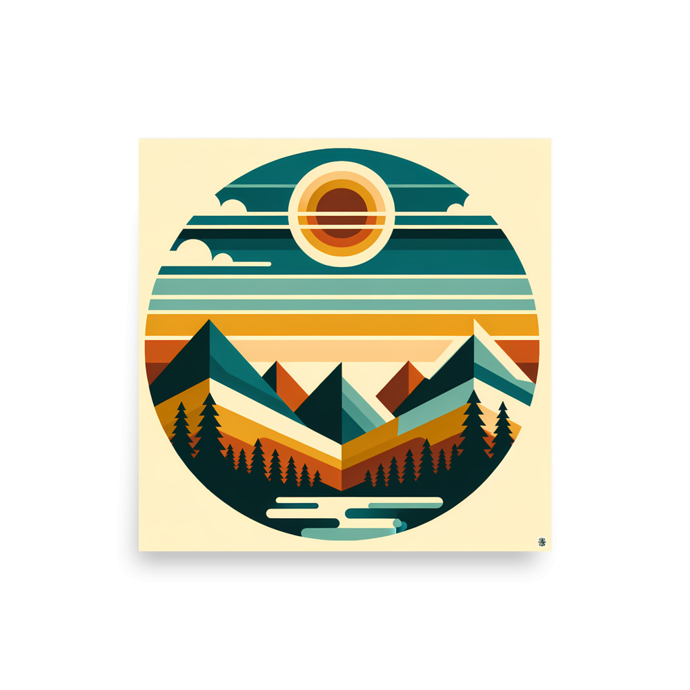 Geometric Mountain Sunset Horizon — Art Print