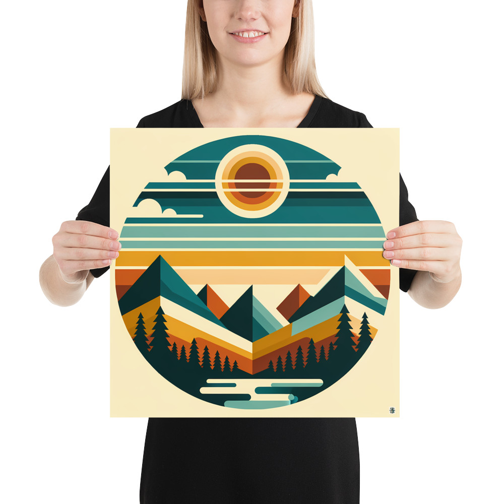 Geometric Mountain Sunset Horizon