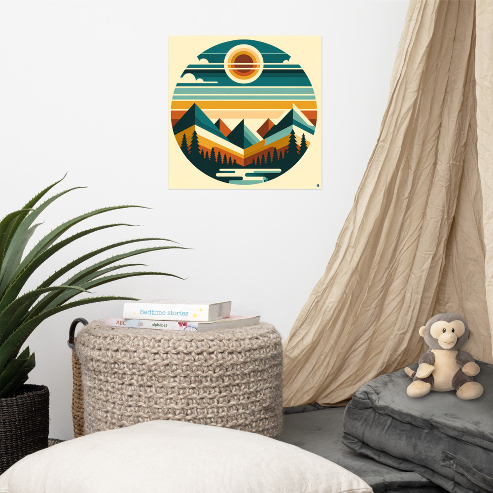 Geometric Mountain Sunset Horizon