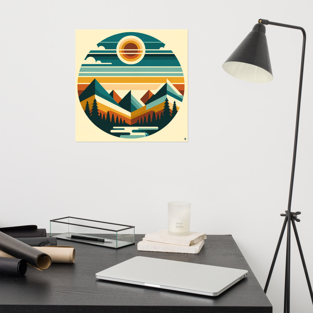 Geometric Mountain Sunset Horizon