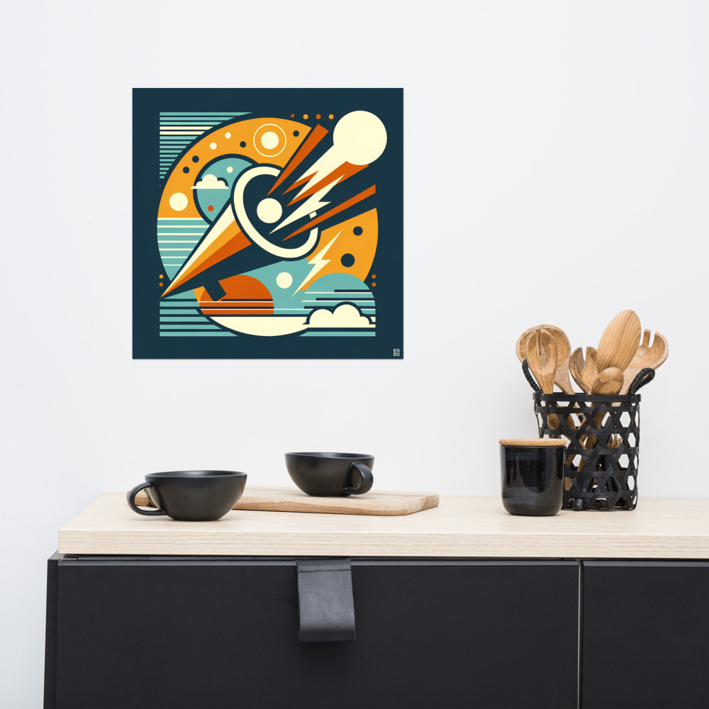 Geometric Comet Through a Retro Space Circle