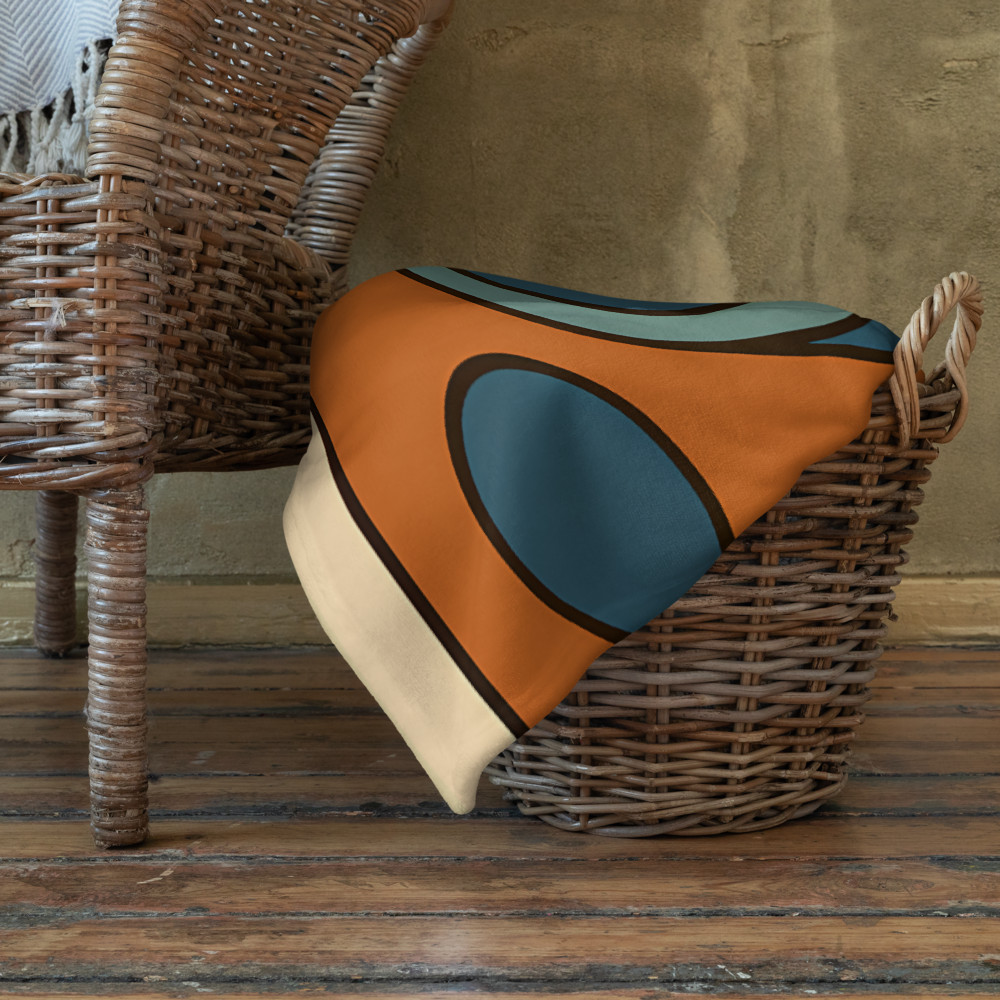 Geometric Abstract Face in Teal and Orange