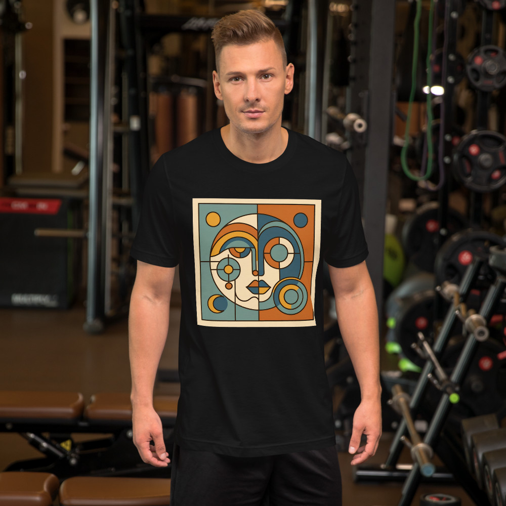 Geometric Abstract Face in Teal and Orange