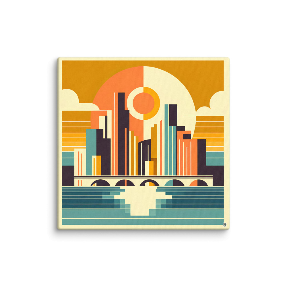 Geometric Sunset Cityscape — Canvas Print