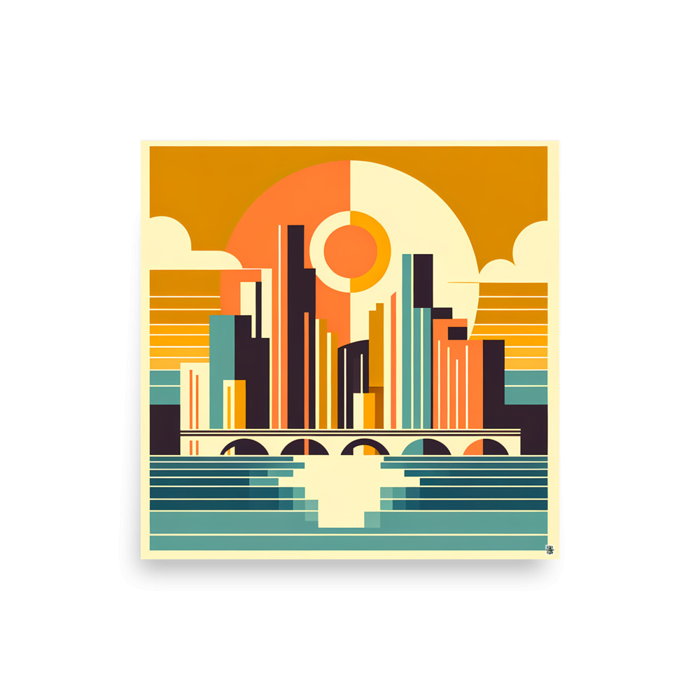 Geometric Sunset Cityscape — Art Print