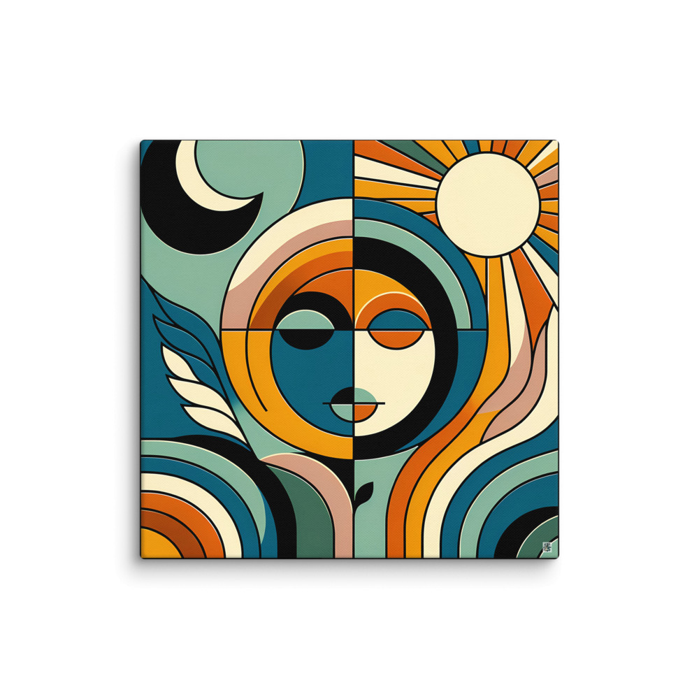 Abstract Sun Moon Face Geometry — Canvas Print