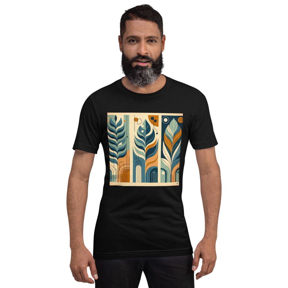 Abstract Botanical Leaves in Teal and Ochre