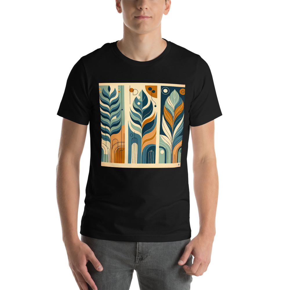 Abstract Botanical Leaves in Teal and Ochre