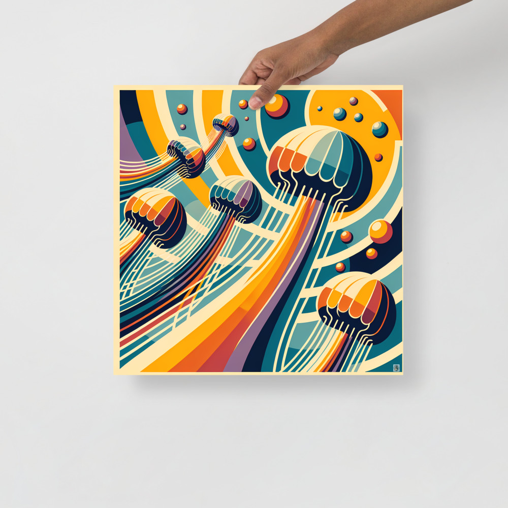 Retro Jellyfish Gradient Waves