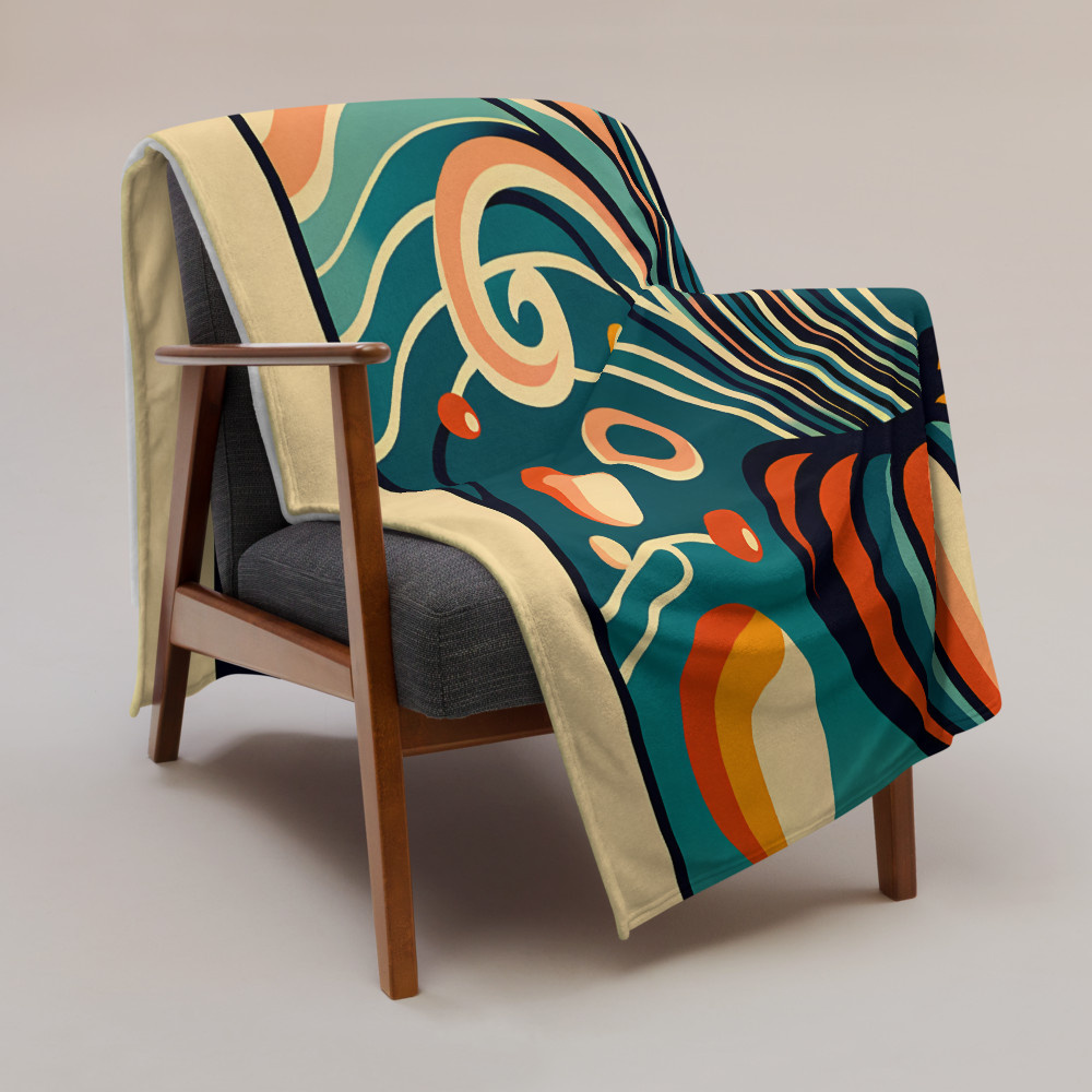 Retro Jellyfish With Wavy Abstract Forms
