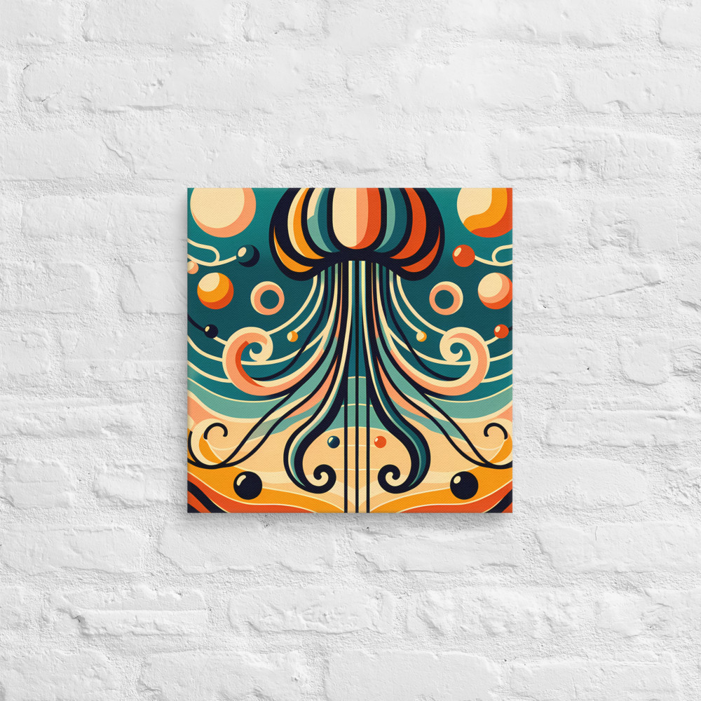 Retro Jellyfish With Wavy Abstract Forms