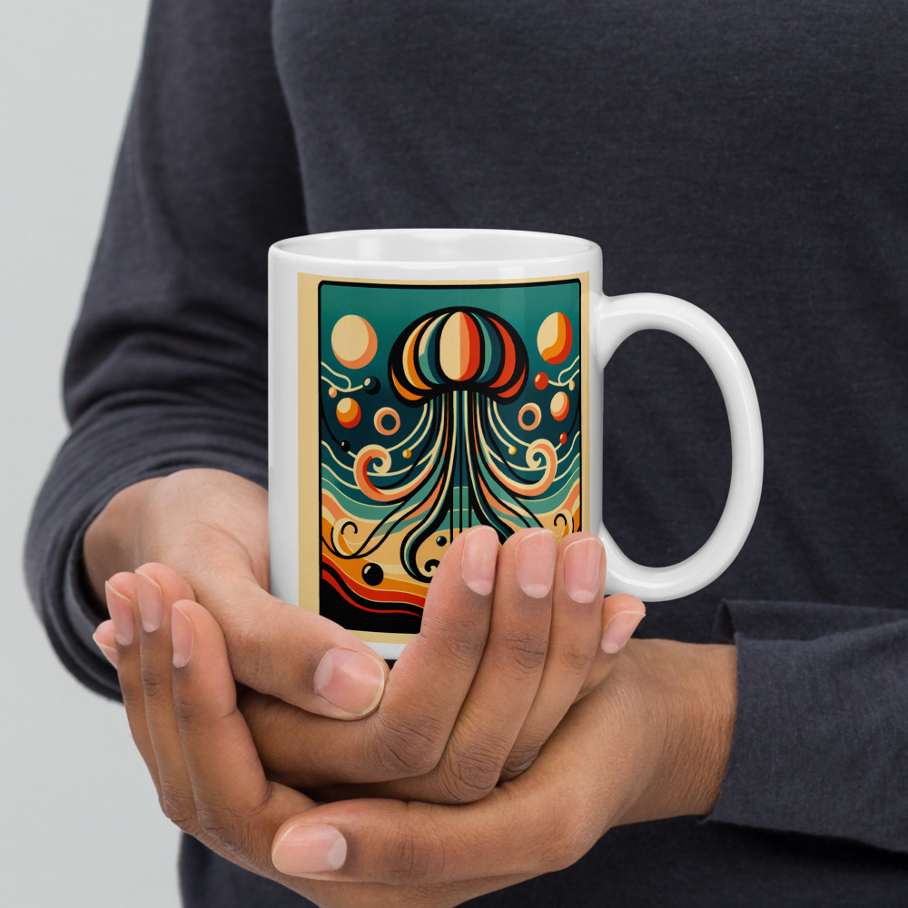 Retro Jellyfish With Wavy Abstract Forms