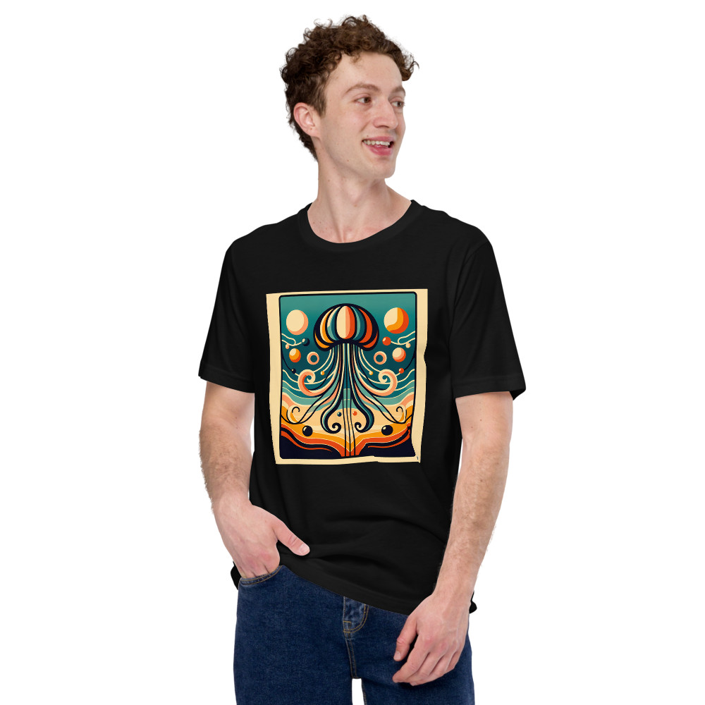 Retro Jellyfish With Wavy Abstract Forms