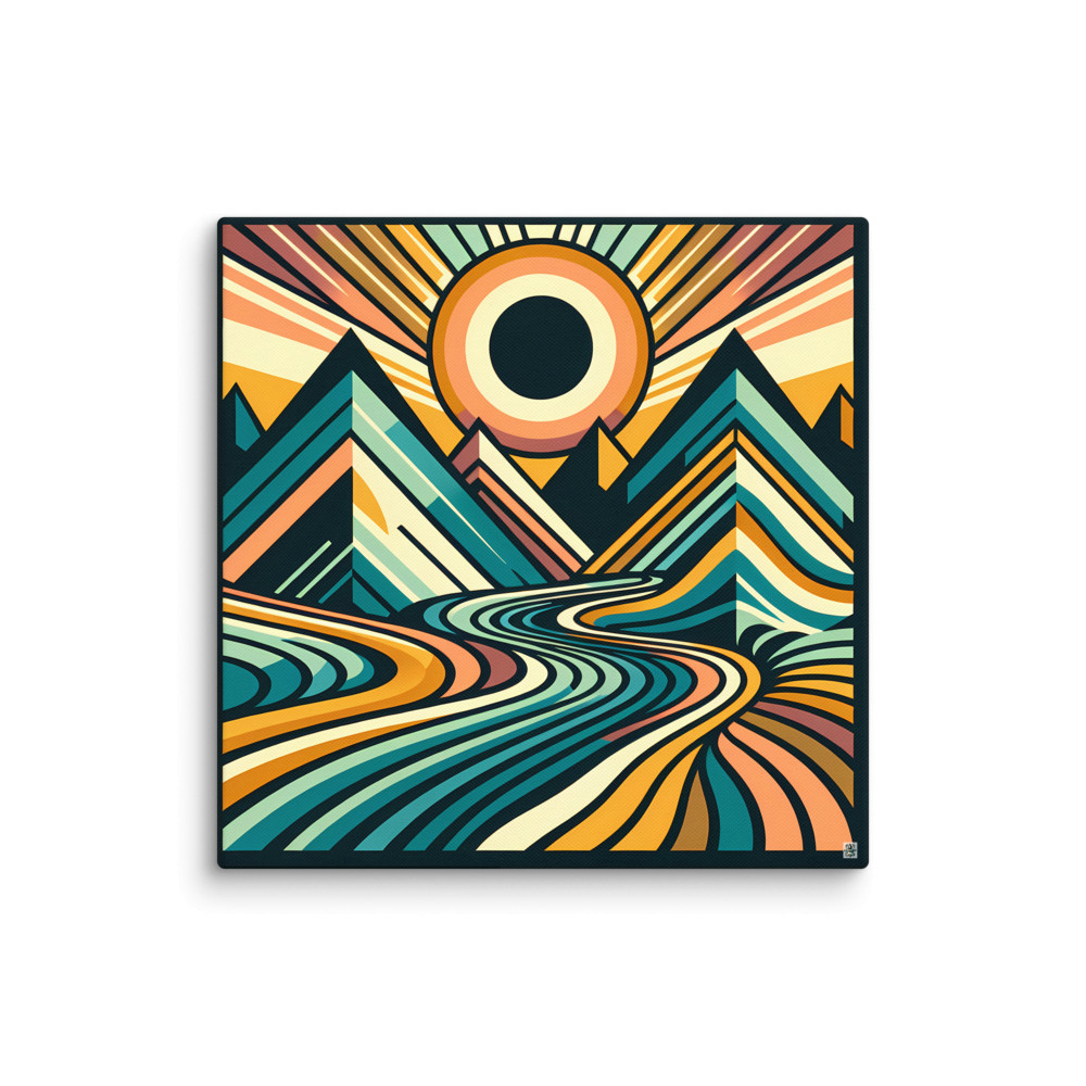 Geometric Mountain Sunrise Landscape — Canvas Print