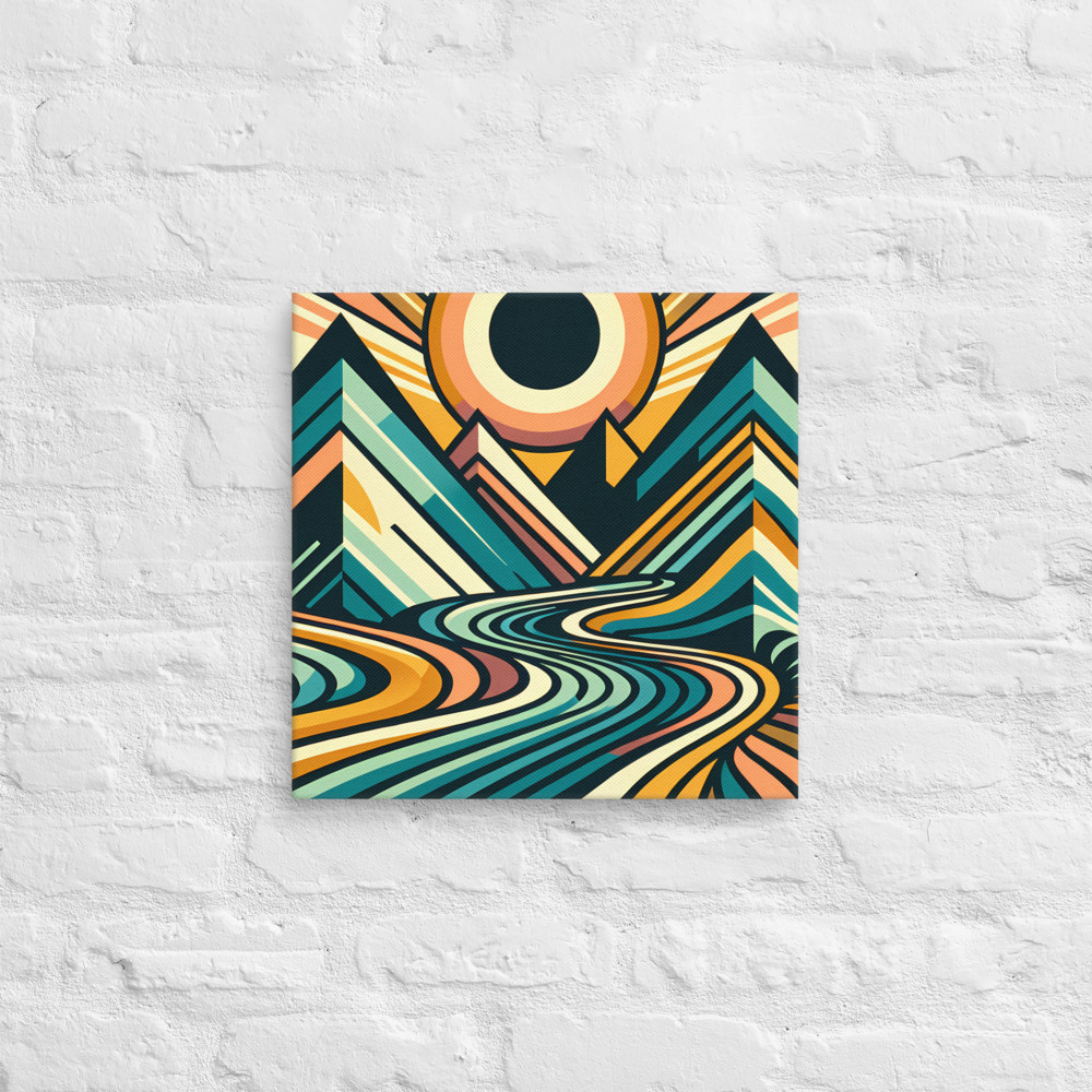 Geometric Mountain Sunrise Landscape