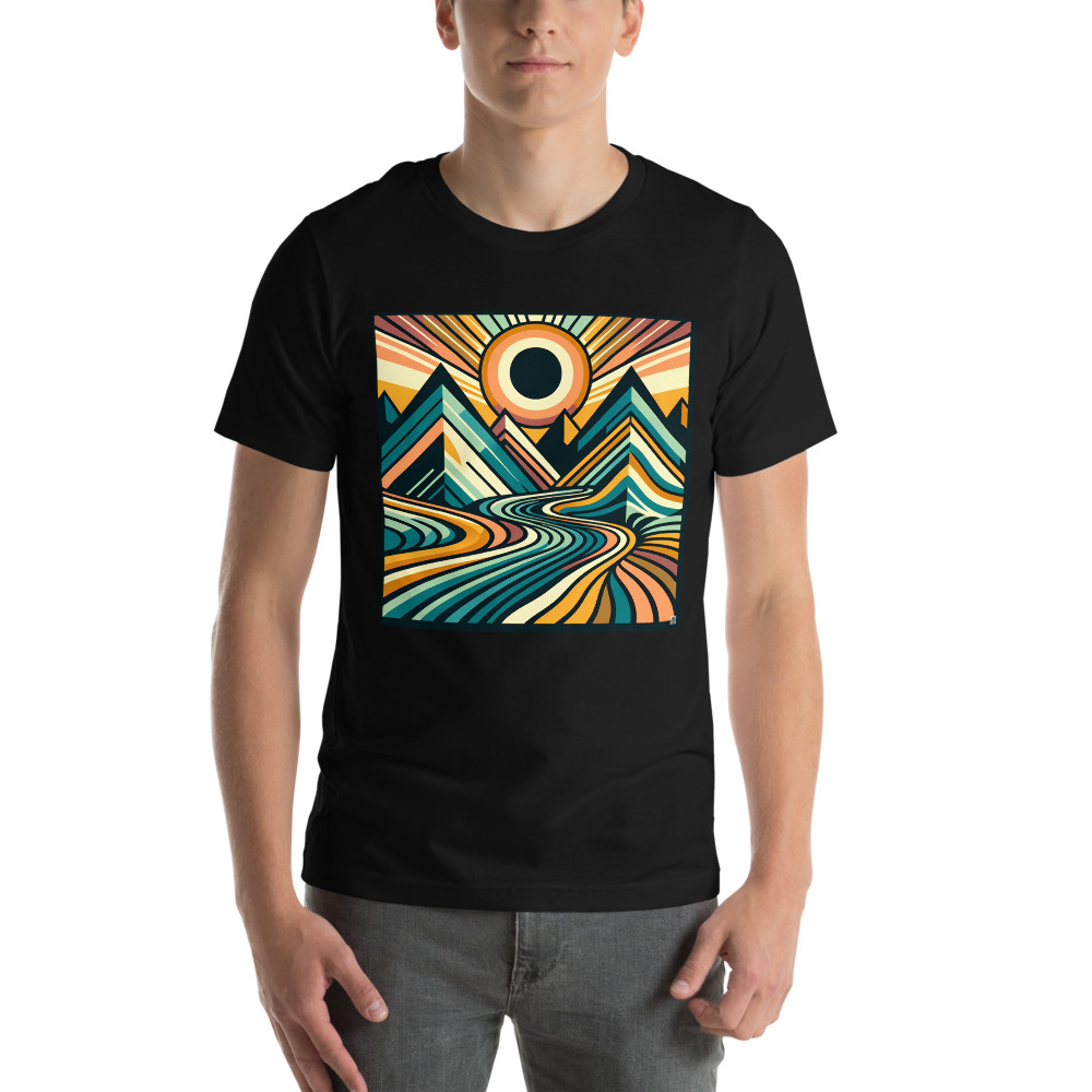 Geometric Mountain Sunrise Landscape