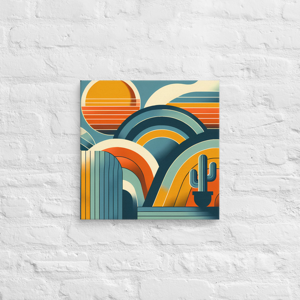 Desert Arches and Striped Sun Illustration