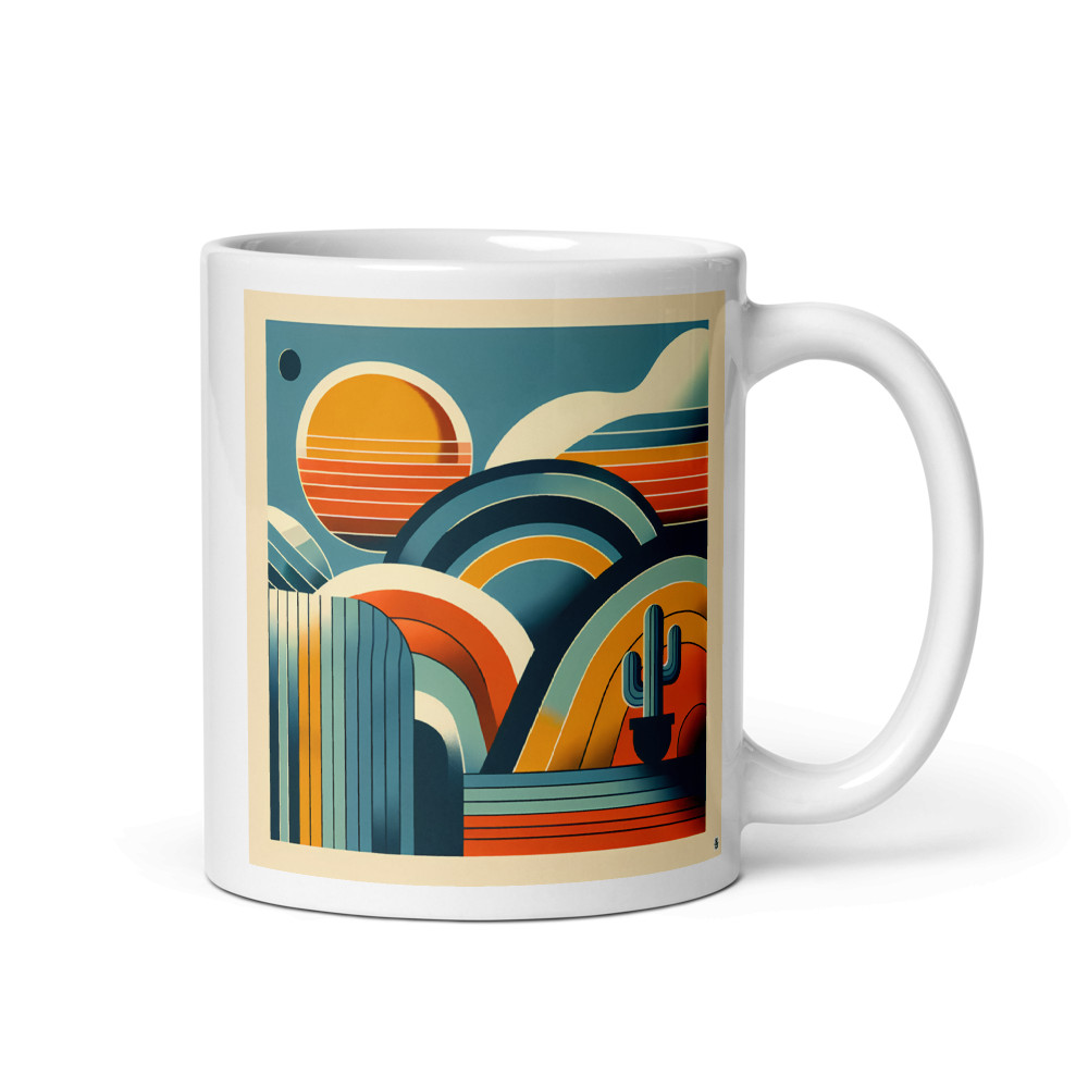 Desert Arches and Striped Sun Illustration