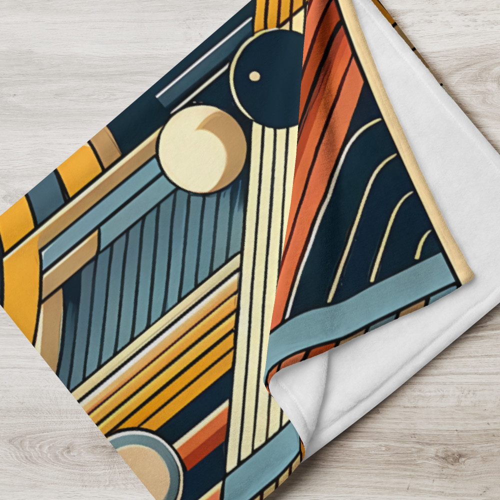 Retro Geometric Spiral Abstract in Teal and Ochre