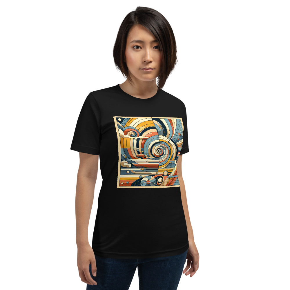 Retro Geometric Spiral Abstract in Teal and Ochre