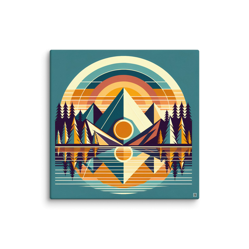 Geometric Mountain Lake Reflection — Canvas Print