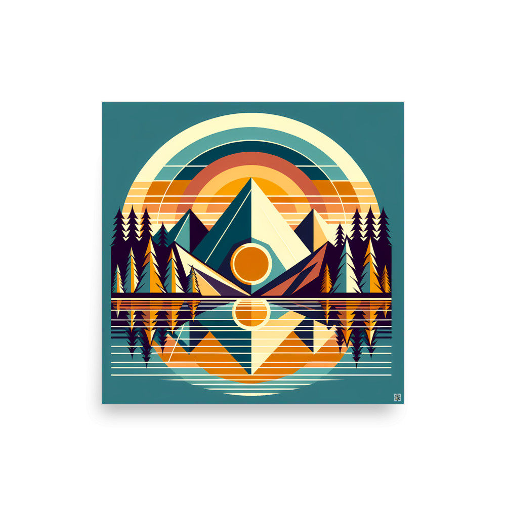 Geometric Mountain Lake Reflection — Art Print