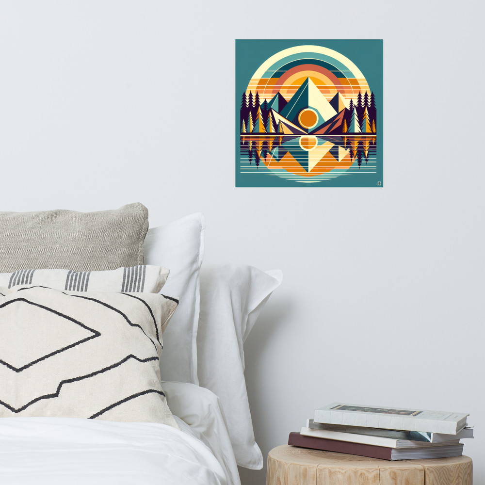 Geometric Mountain Lake Reflection
