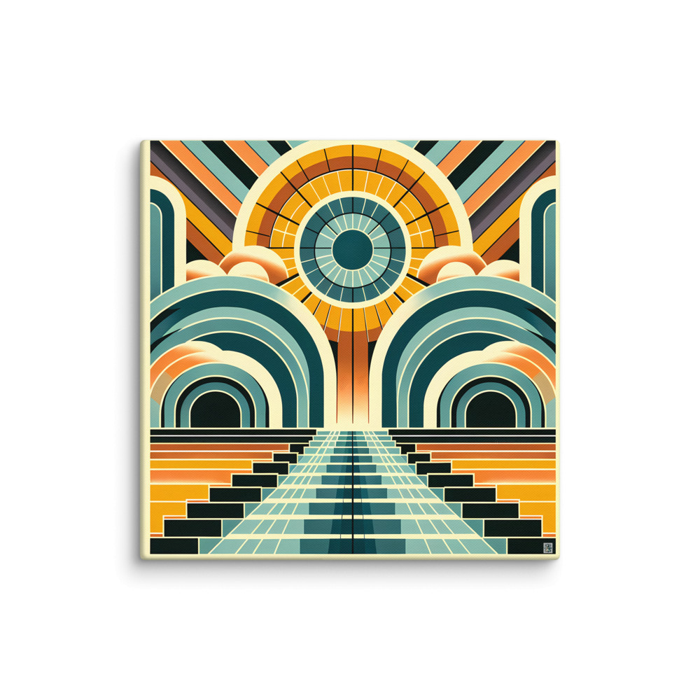 Geometric Sunburst Arches and Stairway — Canvas Print