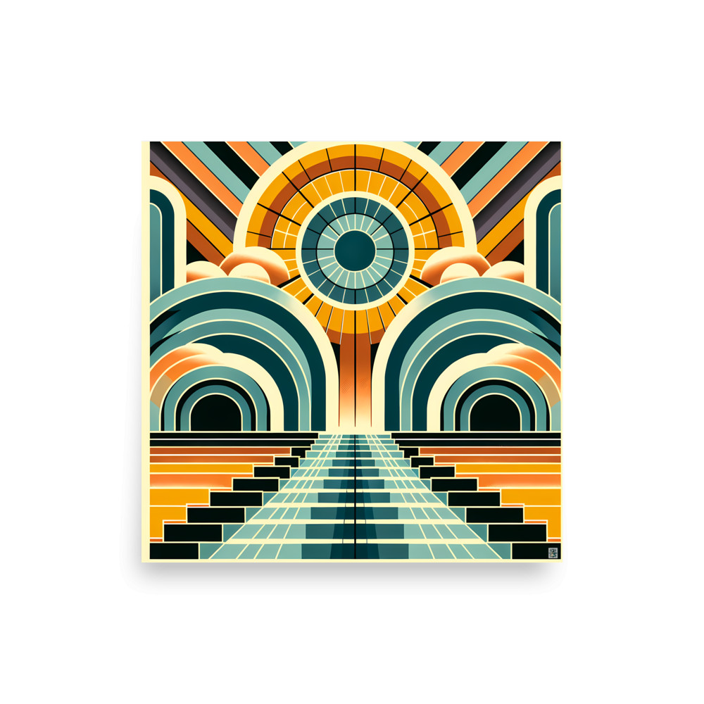 Geometric Sunburst Arches and Stairway — Art Print