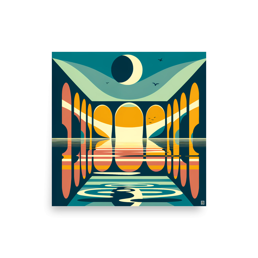 Moonlit Arches Over Reflective Water — Art Print