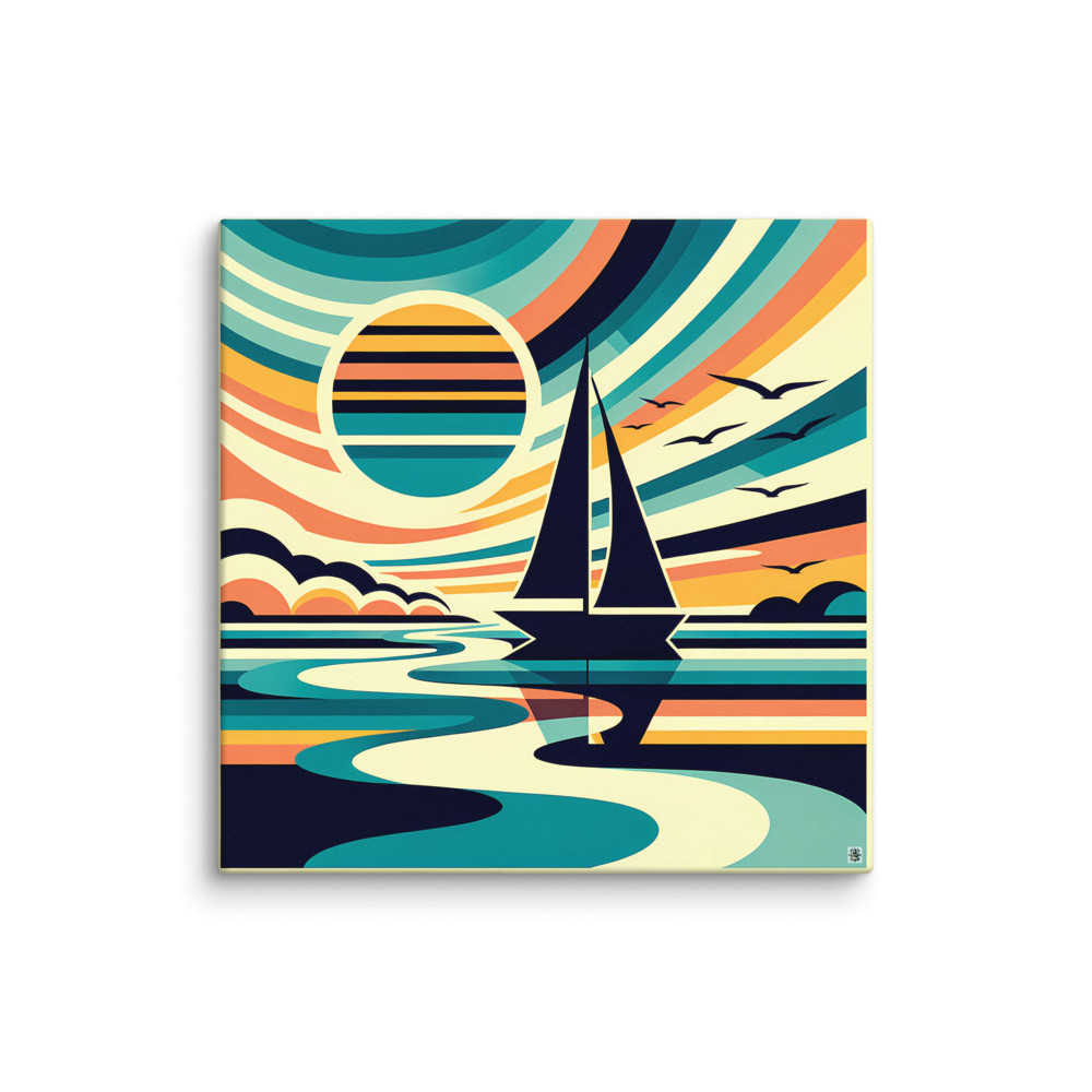 Geometric Sailboat at Sunset — Canvas Print
