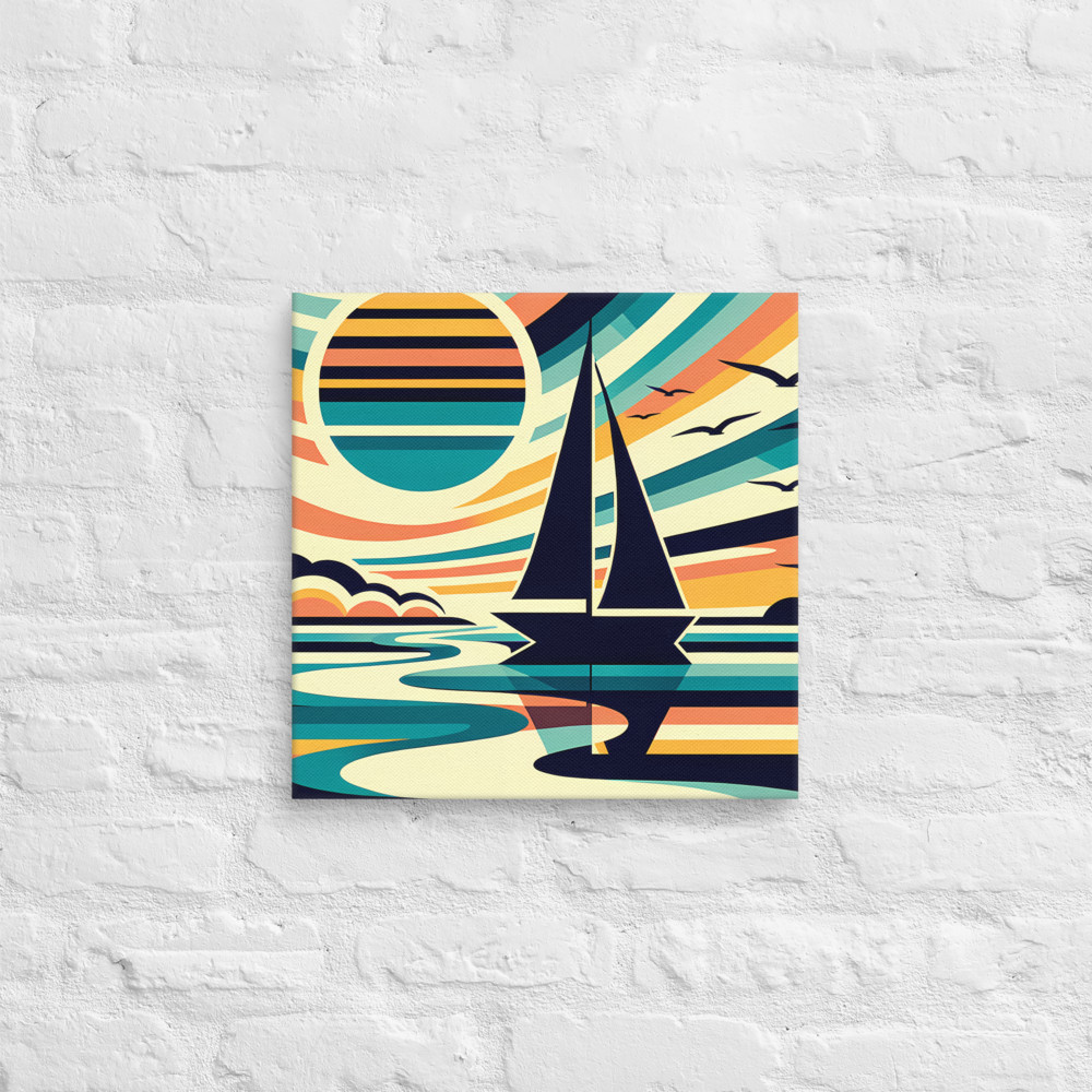 Geometric Sailboat at Sunset