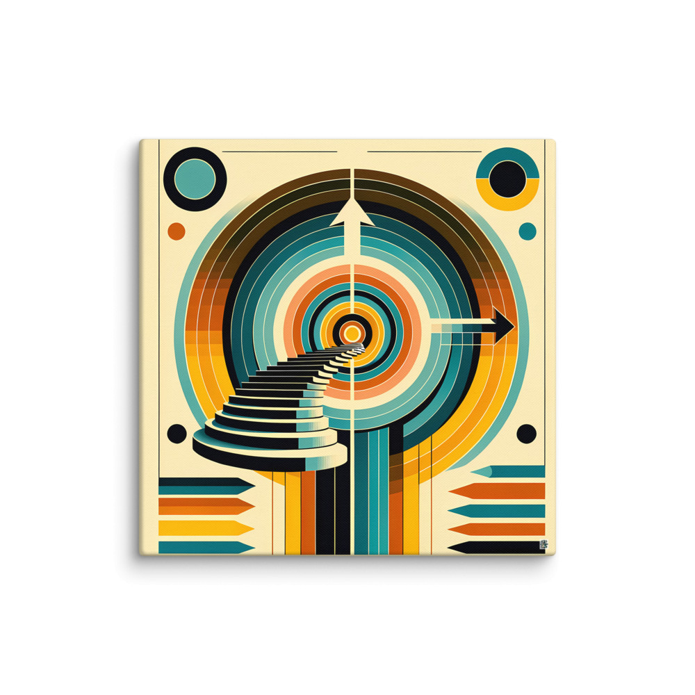 Geometric Stairway Through Concentric Circles — Canvas Print