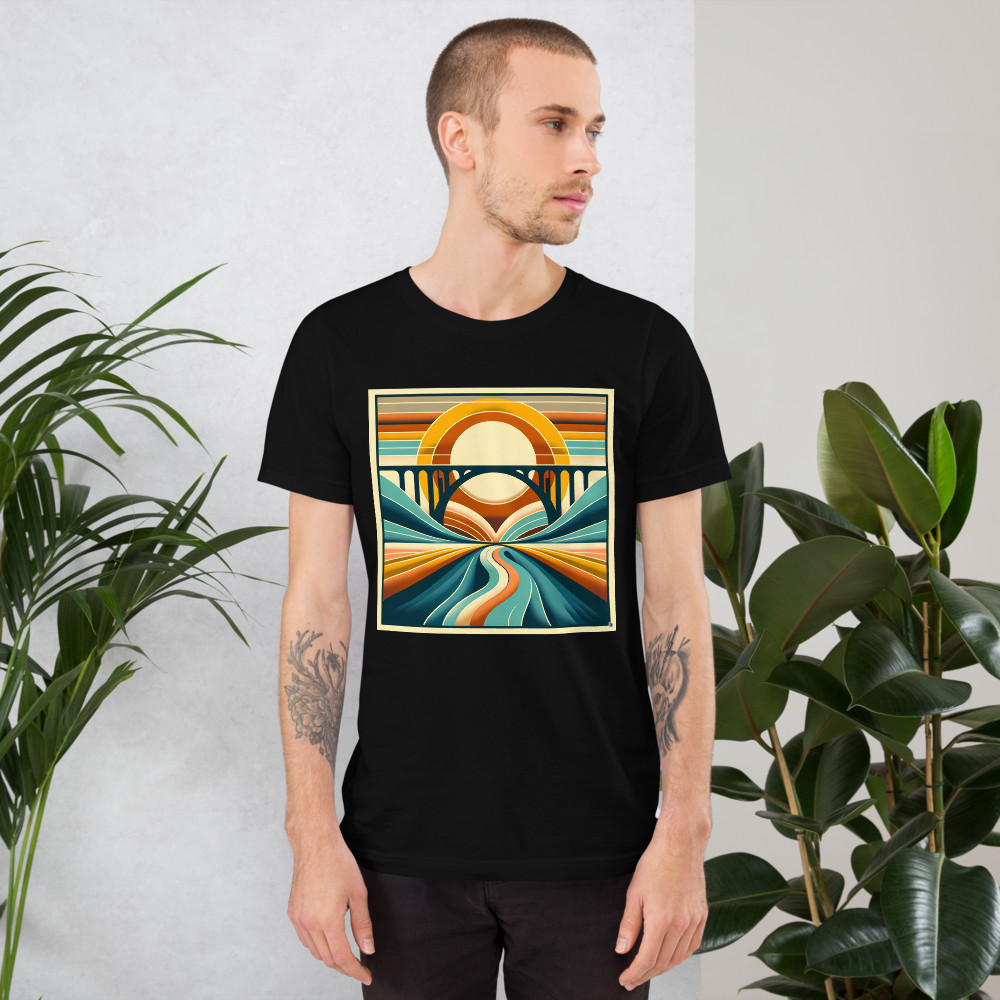 Retro Bridge at Sunrise Landscape