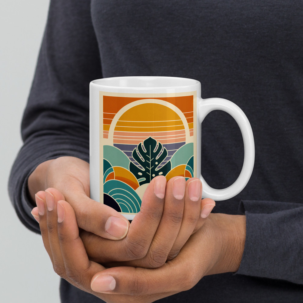 Geometric Monstera Sunset