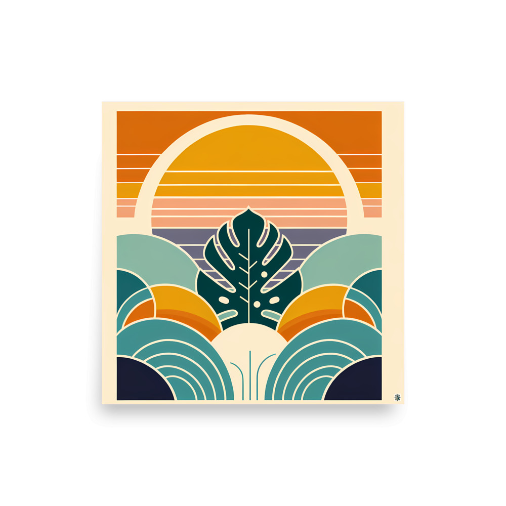 Geometric Monstera Sunset — Art Print