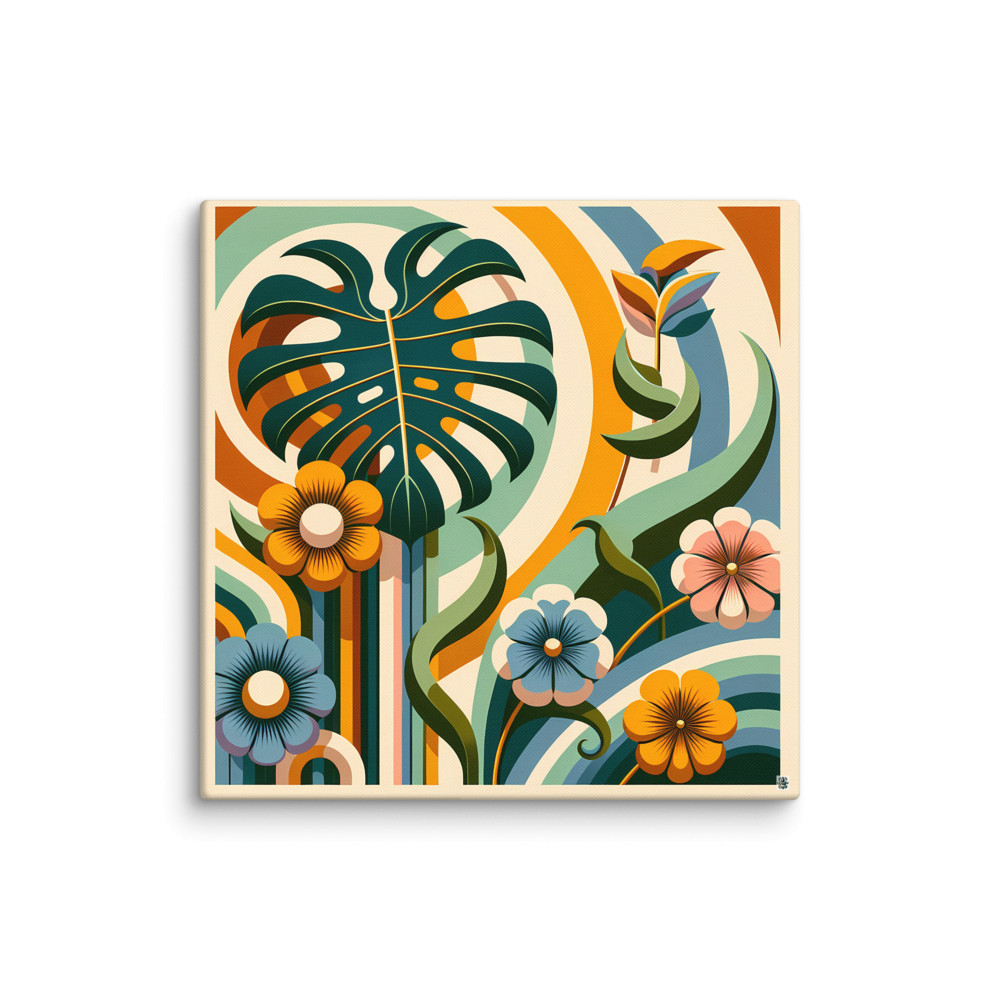 Abstract Botanical Leaves and Flowers — Canvas Print