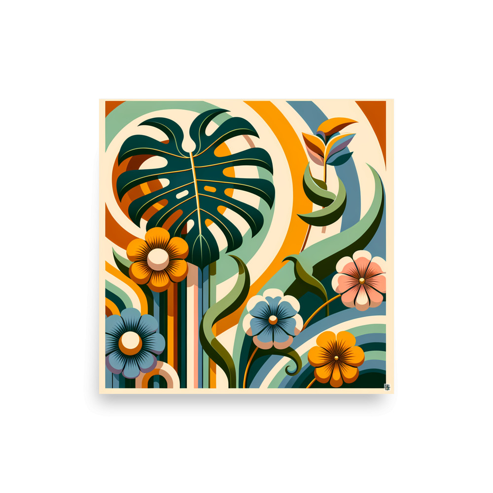 Abstract Botanical Leaves and Flowers — Art Print
