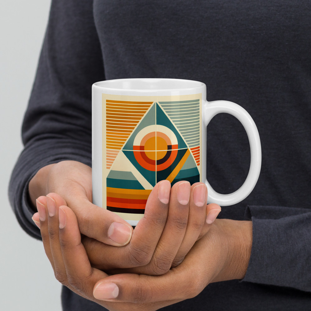 Retro Geometric Sun and Triangle Composition