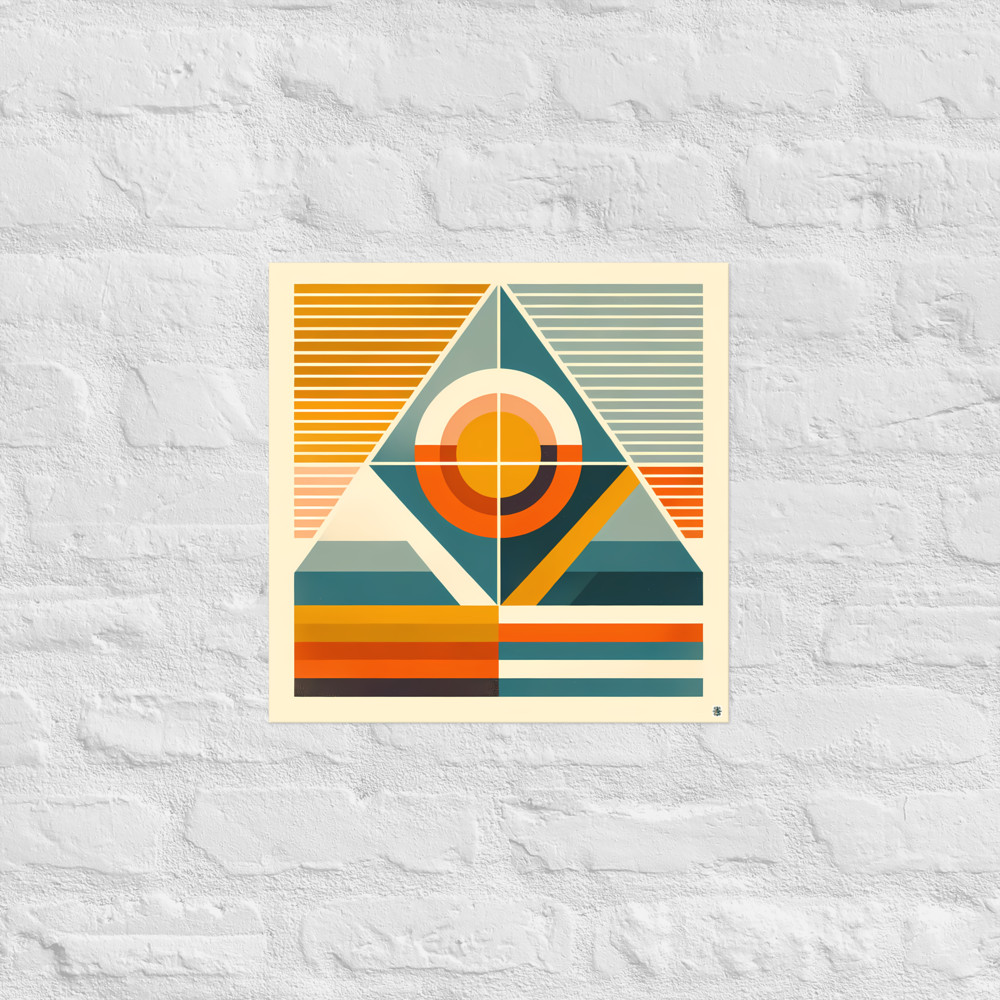 Retro Geometric Sun and Triangle Composition